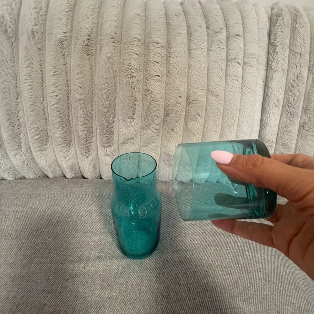 Jonathan Adler Aqua Carafe and Glass Set